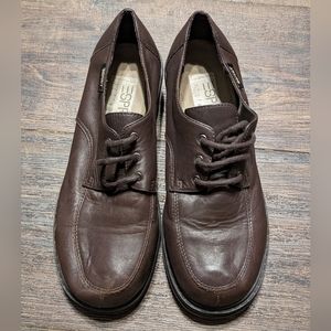 Esprit 7 Womens Brown Leather Chunky Heel Shoes Lace Up Vintage Y2K 90's